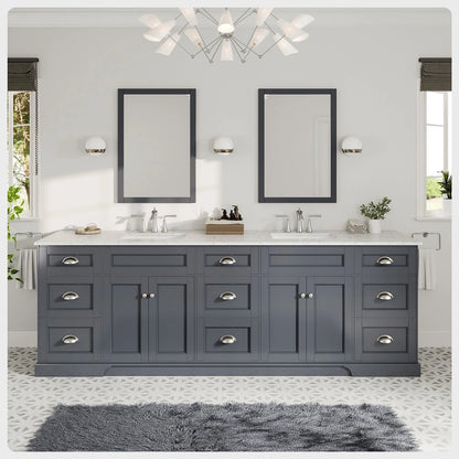 Epic 96"W x 22"D Double Sink Bathroom Vanity with Carrara Quartz Countertop and Undermount Porcelain Sink